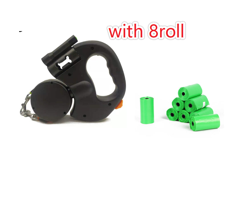 Furry Joy Dual Retractable Dog Leash with LED Light – 360° No-Tangle for Two Dogs